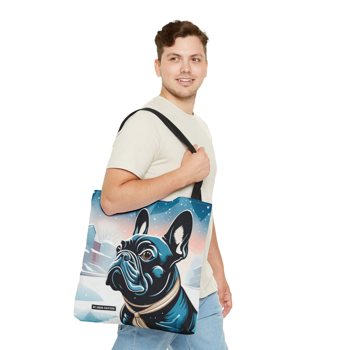 Winter French Bulldog Tote Bag