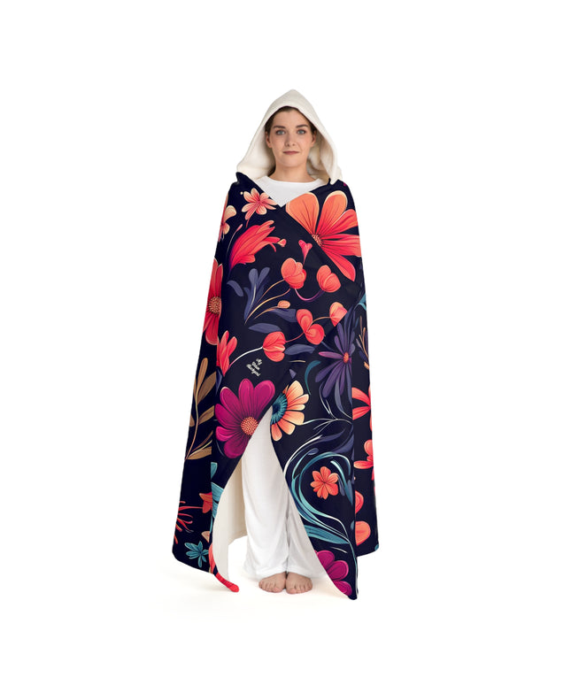 Night Blooming Wildflowers, Cozy Hooded Sherpa Fleece Blanket