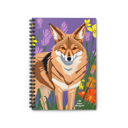 Coyote with Purple Flowers, Spiral Notebook Journal - Write in Style