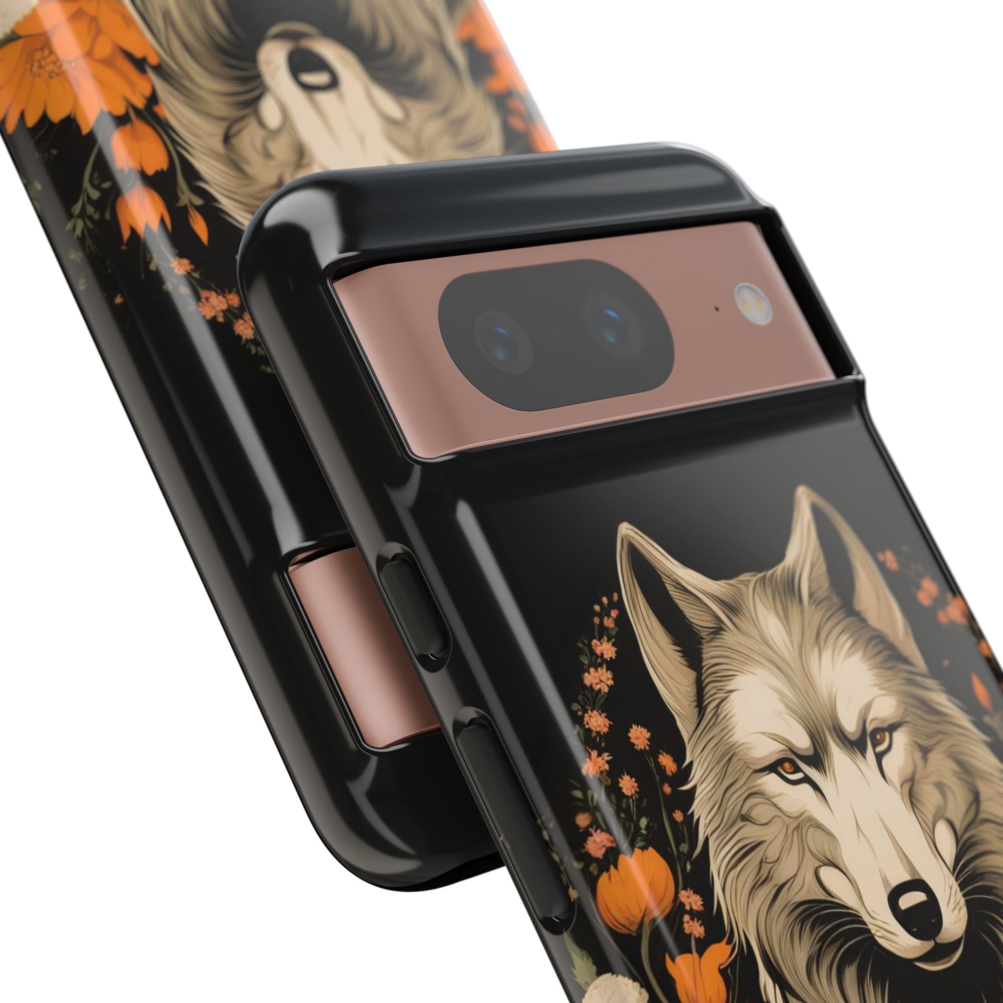 Wolf with Flowers, Animal Cell Phone Case - Apple, Samsung, Google Pixel