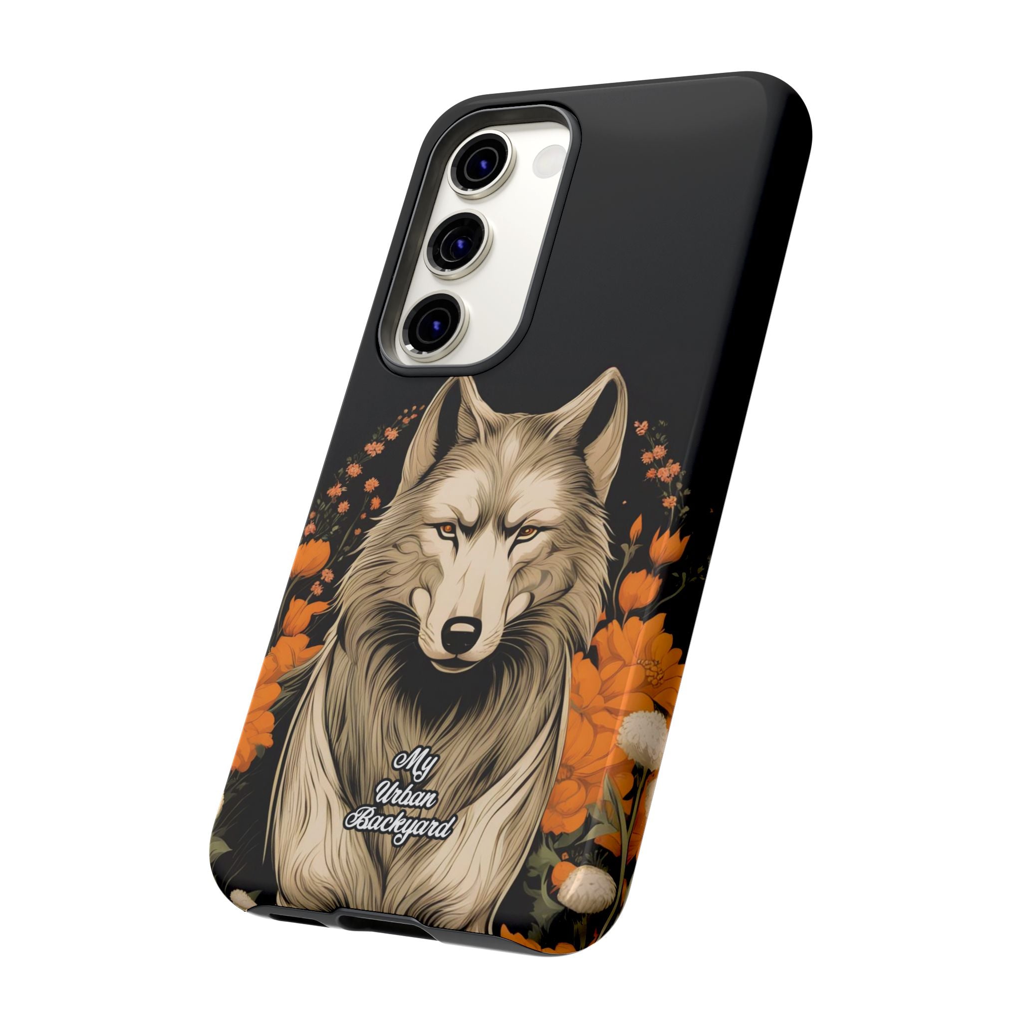 Wolf with Flowers, Animal Cell Phone Case - Apple, Samsung, Google Pixel