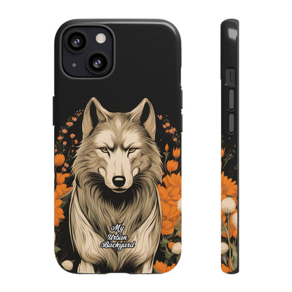 Wolf with Flowers, Cell Phone Case - Apple, Samsung or Google Pixel