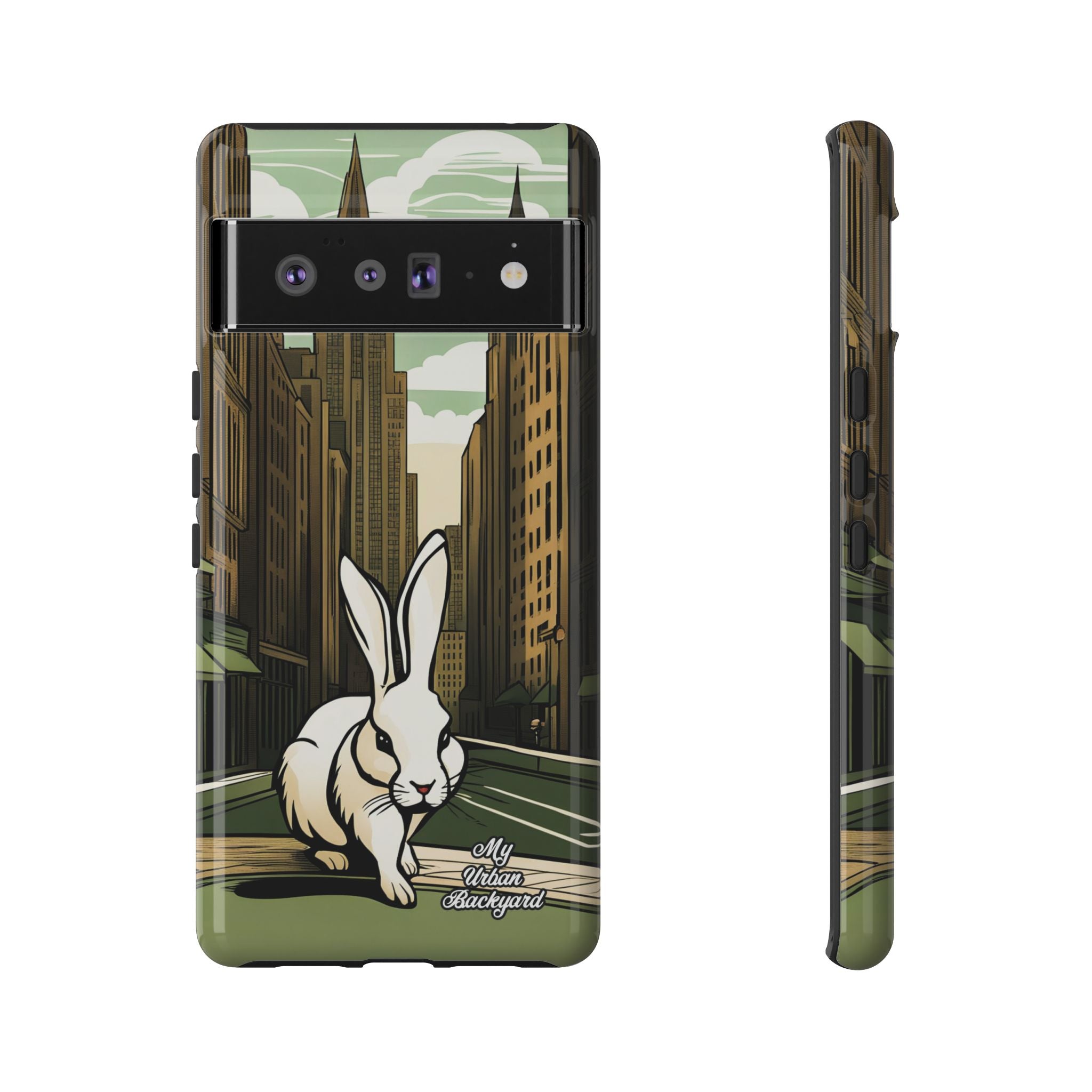 White Rabbit on a City Street, Cell Phone Case - Apple, Samsung, Google Pixel