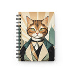 Dapper Art Deco Tabby Cat Spiral Journal
