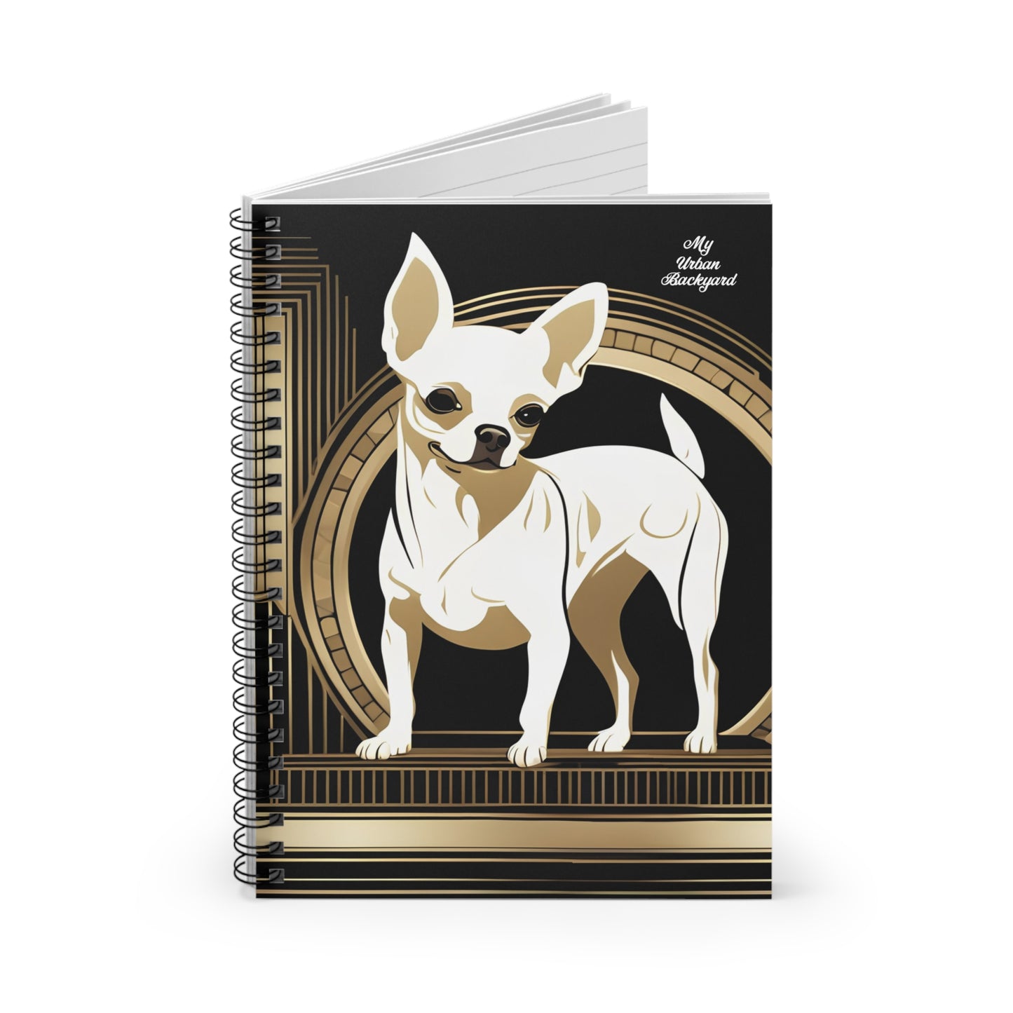 White Chihuahua, Spiral Notebook Writing Journal - 118 Ruled Pages