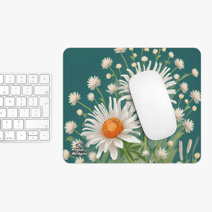 White Flowers, Computer Mouse Pad - for Home or Office