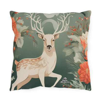 Holiday Deer, Indoor/Outdoor Throw Pillow Decor for Patio, Porch, or Office, 3 sizes