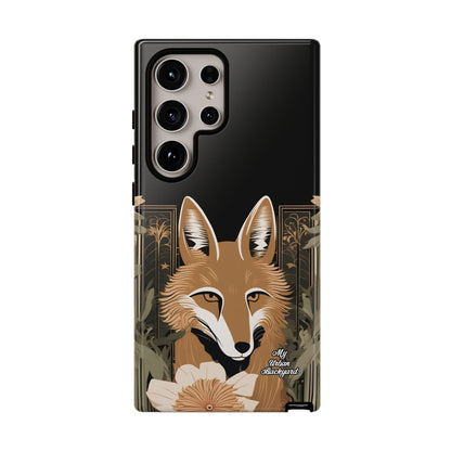 Art Deco Coyote with Flower, Cell Phone Case - Apple, Samsung or Google Pixel