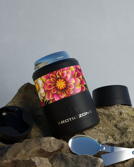 Vibrant Flowers, Reusable Insulated Food Storage Container with Spoon – 16.9oz