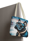 French Bulldog Winter Tote Bag — Snowy Pup All-Over Print Tote