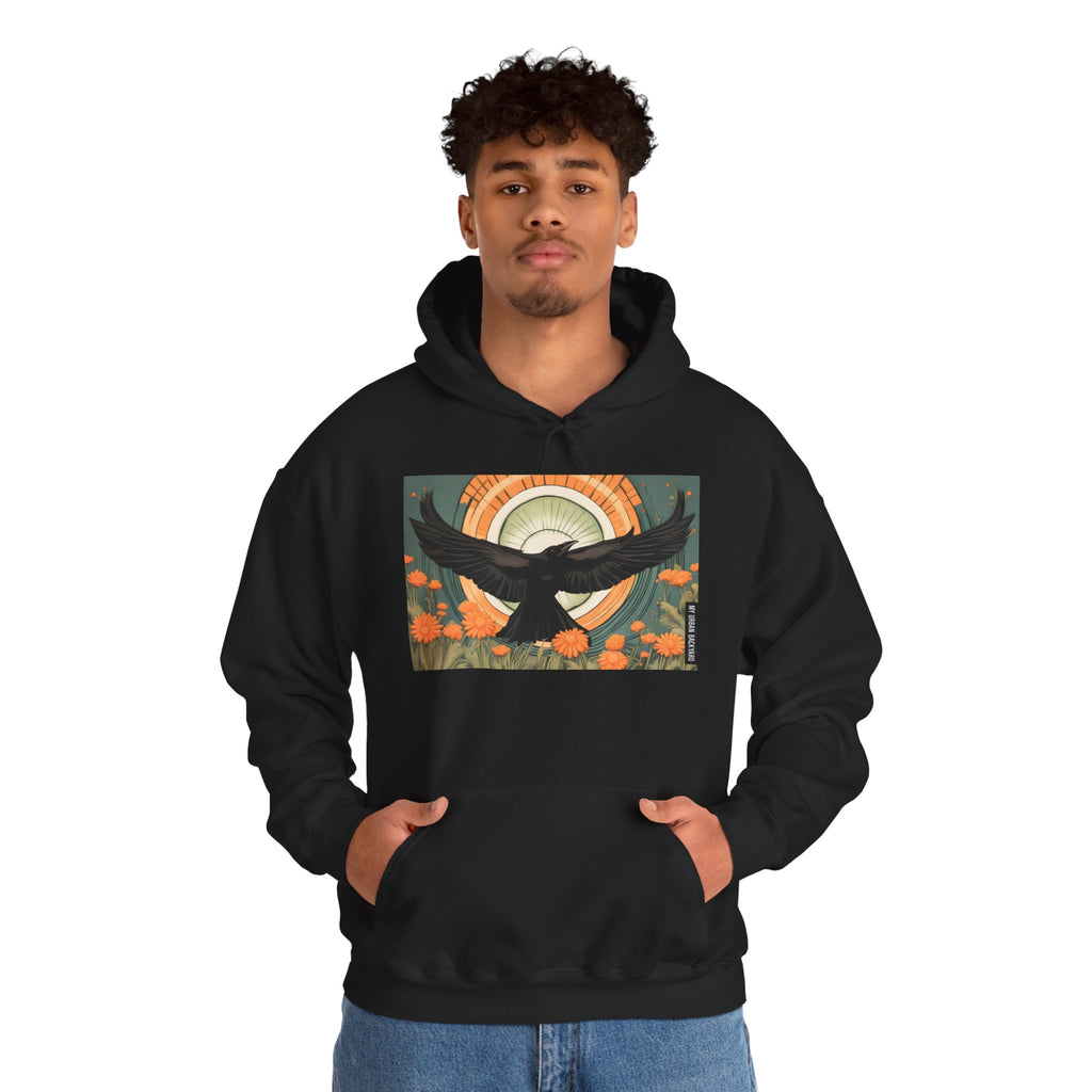 Flying Crow Hoodie, Cozy Bird Design Sweatshirt, Gift for Nature Lovers, Fall Fashion, Eco-Friendly Apparel