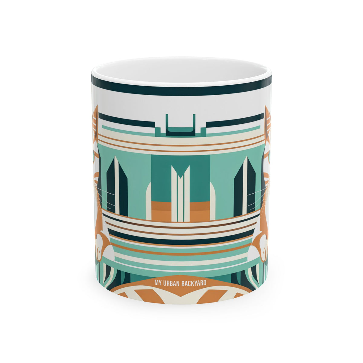 Art Deco Tabby Cat Ceramic Mug