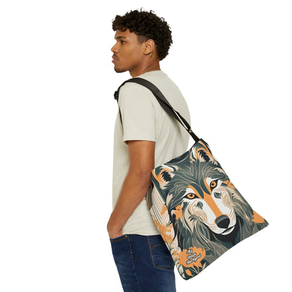 Art Deco Wolf, Tote Bag with Adjustable Strap - Trendy and Versatile