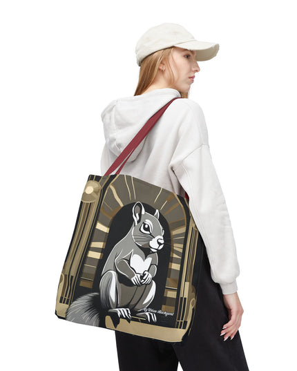 Art Deco Squirrel, Tote Bag with Cotton Handles For Everyday Use, 3 Sizes