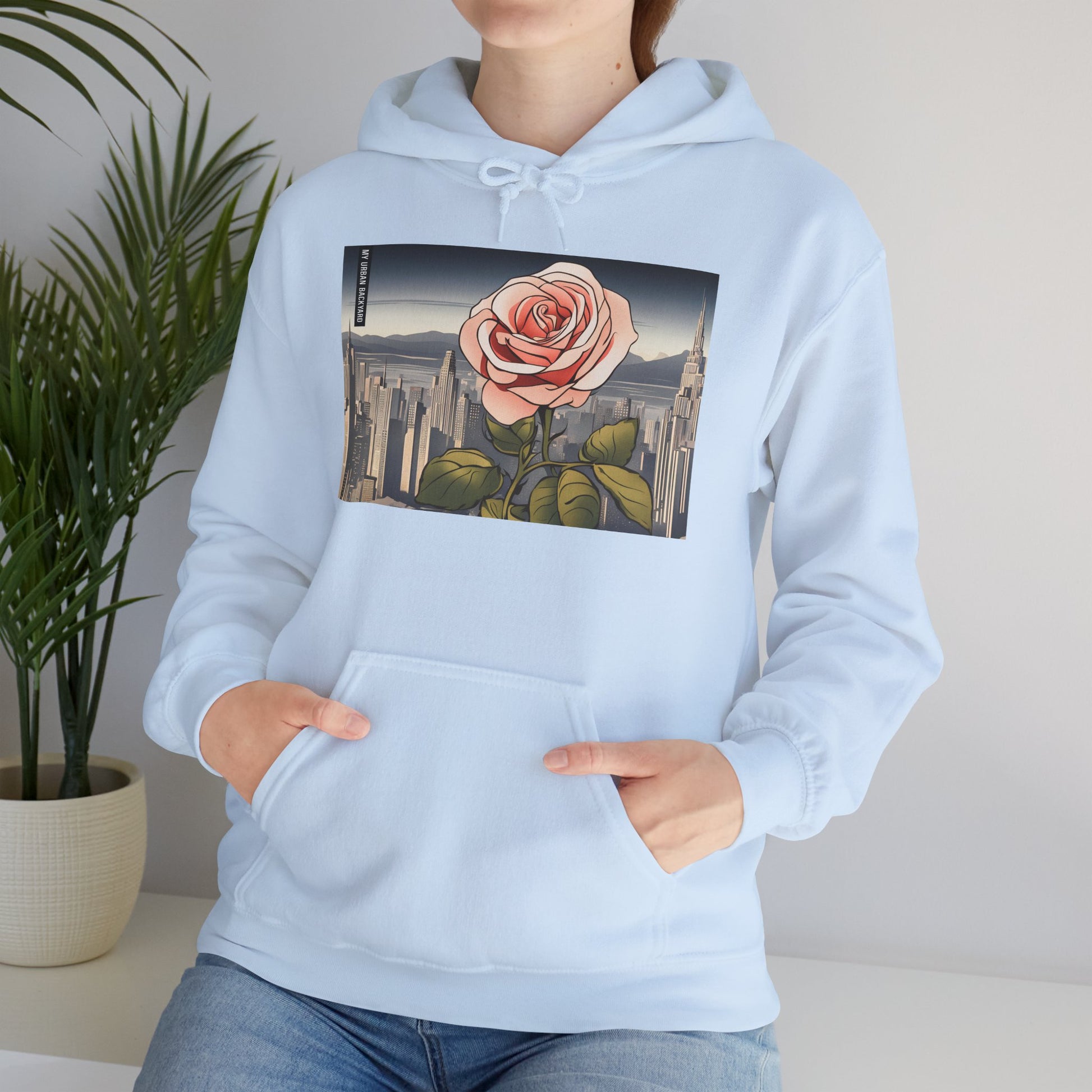 City Rose Unisex Hoodie - Cozy Gift for Plant Lovers, Floral Sweatshirt for Spring, Comfortable Everyday Wear, Birthday Present