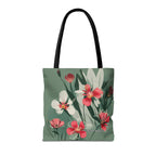 White and Red Wildflowers Tote Bag with Cotton Handles For Everyday Use, 3 Sizes