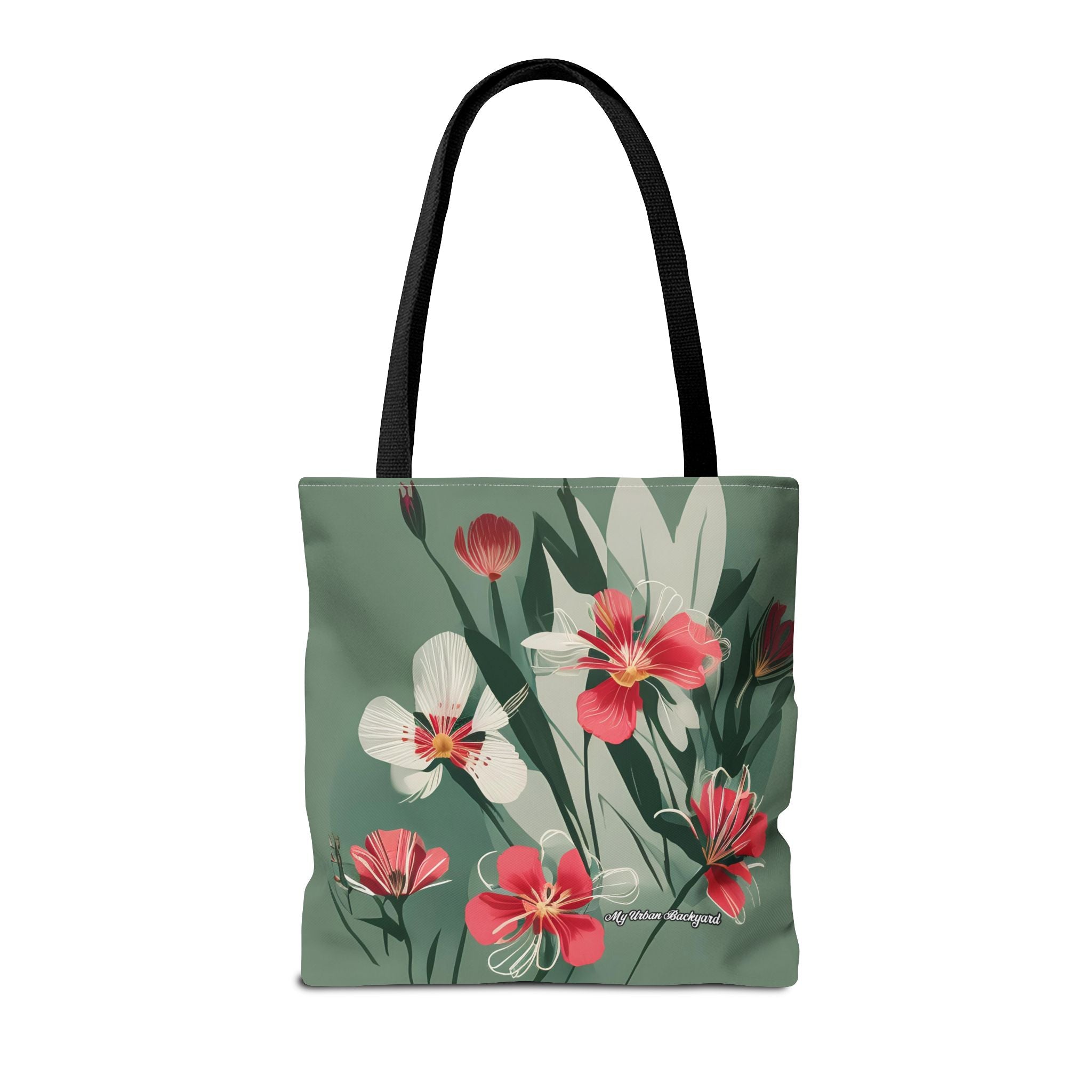 White and Red Wildflowers Tote Bag with Cotton Handles For Everyday Use, 3 Sizes