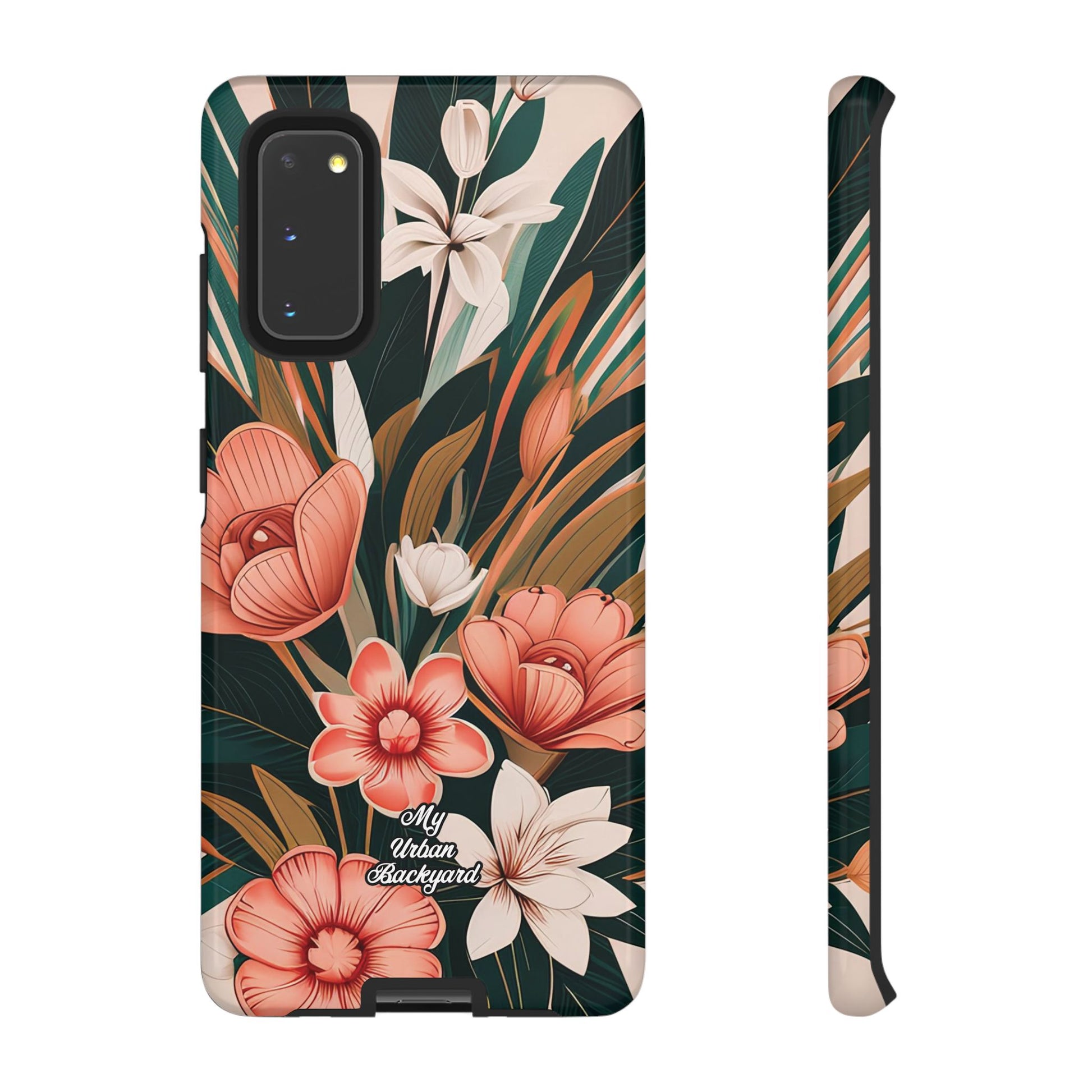 Peach Art Deco Flowers, Cell Phone Case - Apple, Samsung, Google Pixel