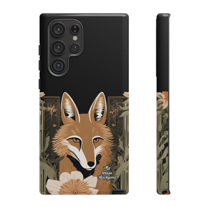 Art Deco Coyote with Flower, Cell Phone Case - Apple, Samsung or Google Pixel