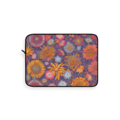Abstract Flowers, Laptop Carrying Case, Top Loading Sleeve for School or Work
