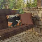 Flying Crow, Terracotta accent color, Throw Pillow