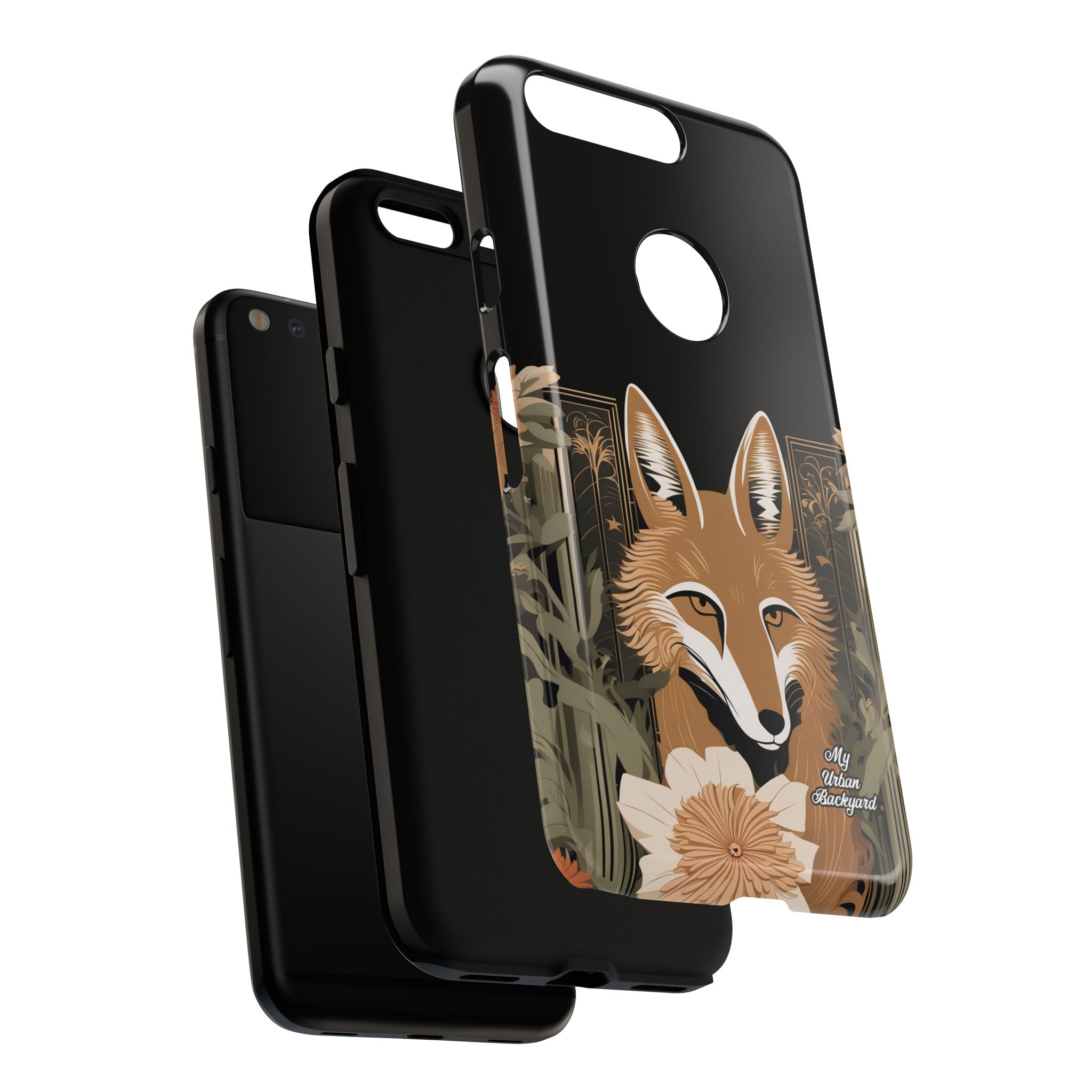 Art Deco Coyote with Flower, Cell Phone Case - Apple, Samsung, Google Pixel