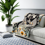 White Bird with Flowers, Sherpa Fleece Blanket