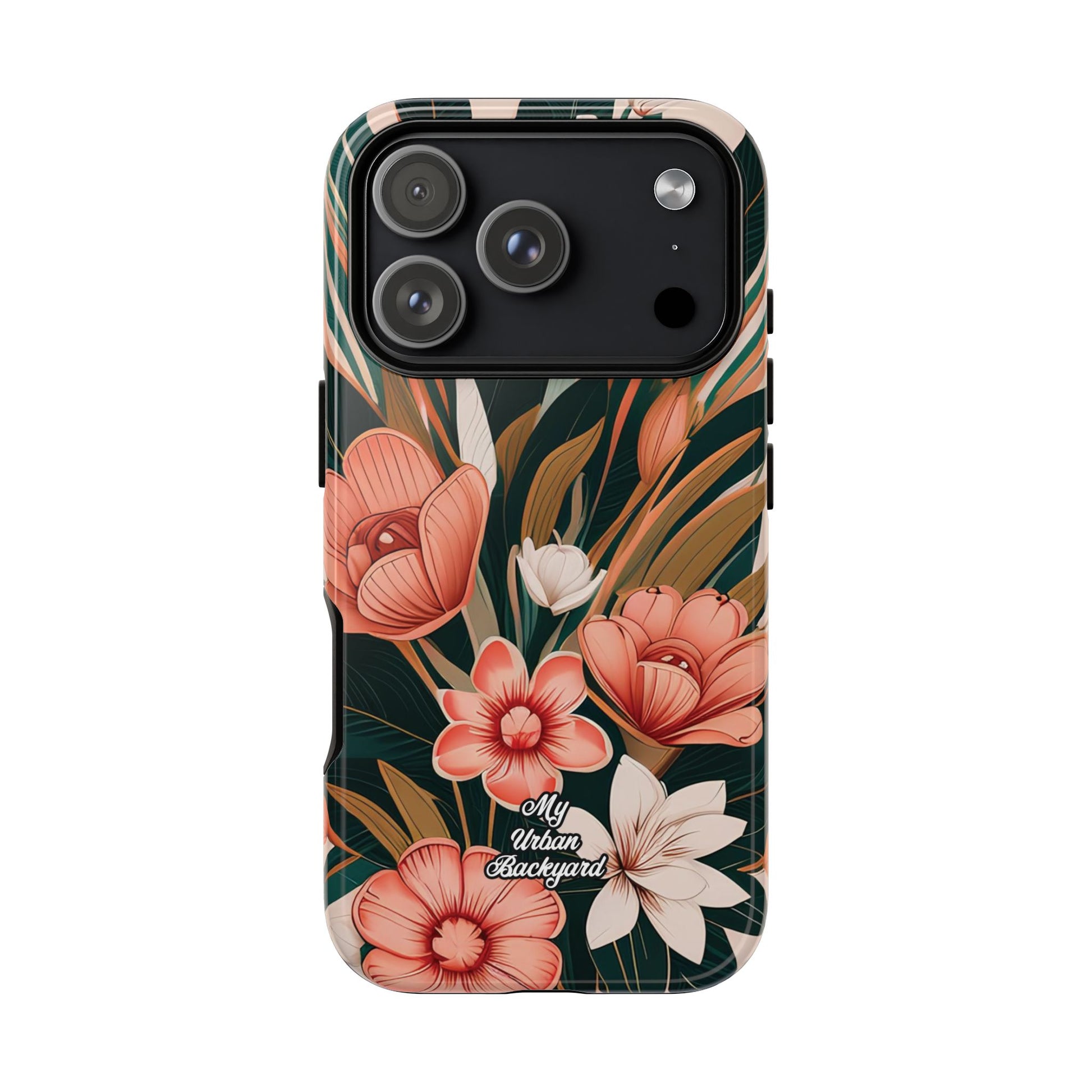Peach Art Deco Flowers, Cell Phone Case - Apple, Samsung, Google Pixel