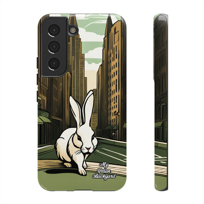 White Rabbit on a City Street, Cell Phone Case - Apple, Samsung, or Google Pixel