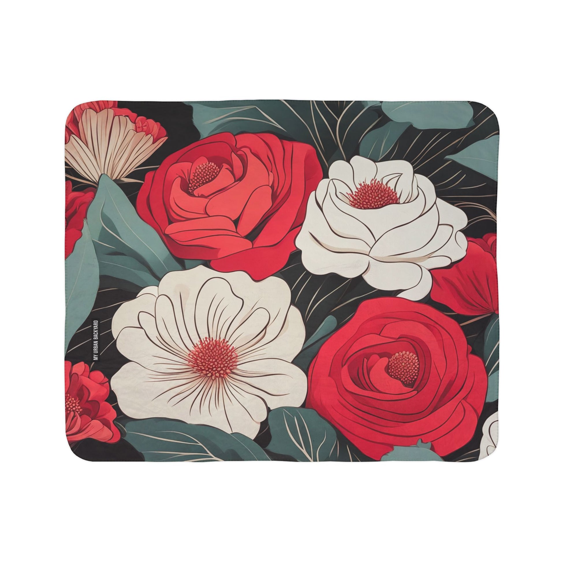 Floral Sherpa Fleece Blanket - Cozy Floral Throw for Home Decor