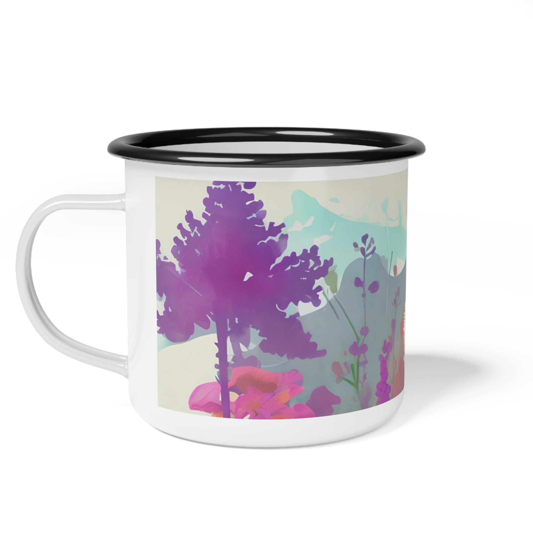 Raccoon with Flowers, Enamel Camping Mug