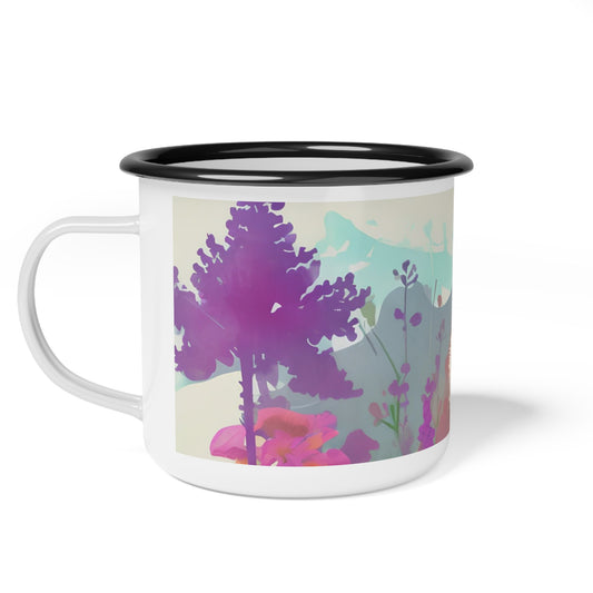 Raccoon with Flowers Enamel Mug