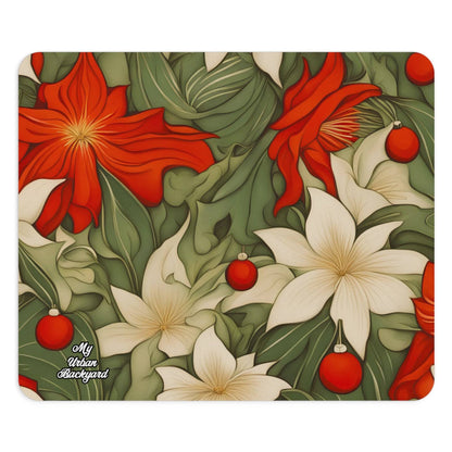 Computer Mouse Pad, Non-slip rubber bottom, Holiday Flowers