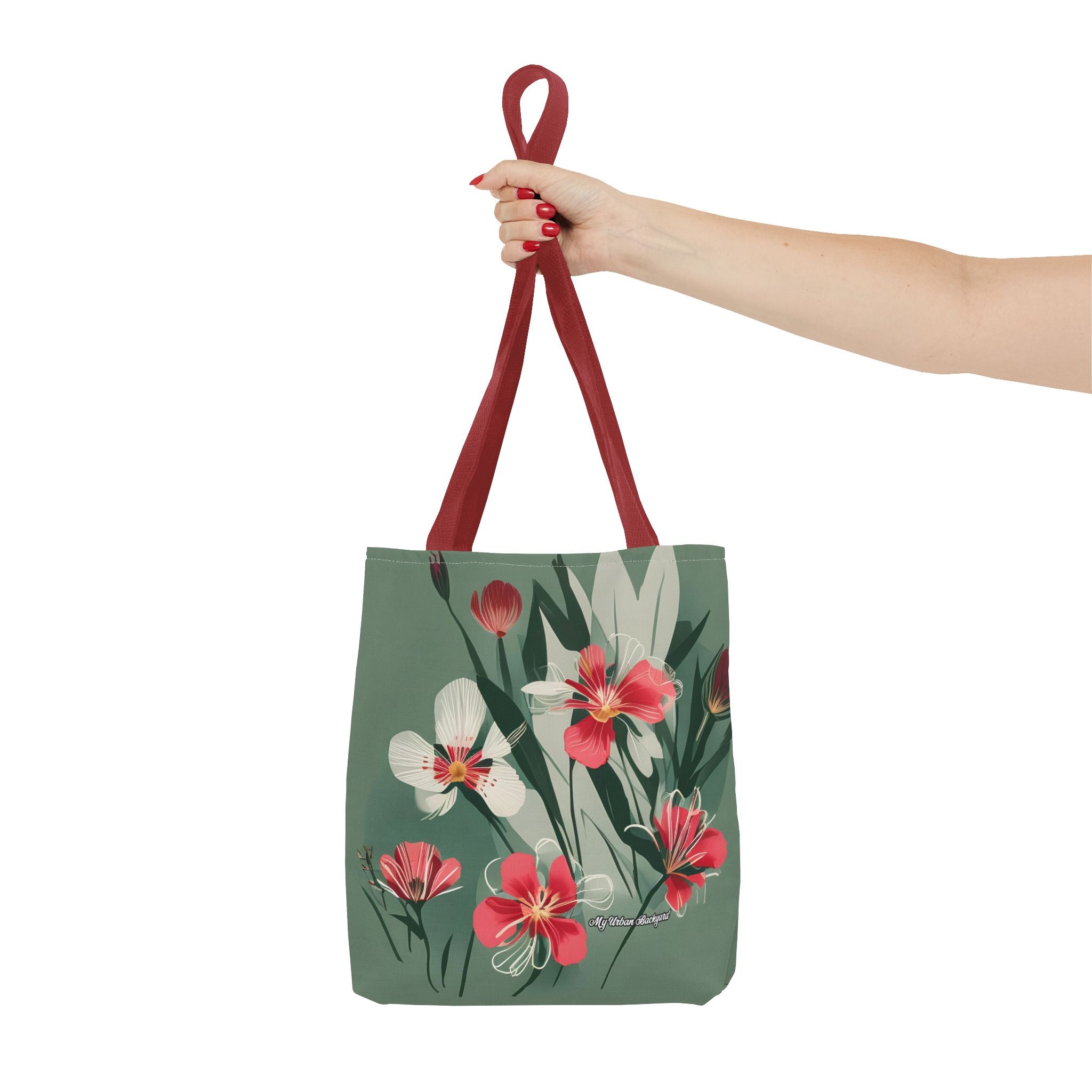 White and Red Wildflowers Tote Bag with Cotton Handles For Everyday Use, 3 Sizes