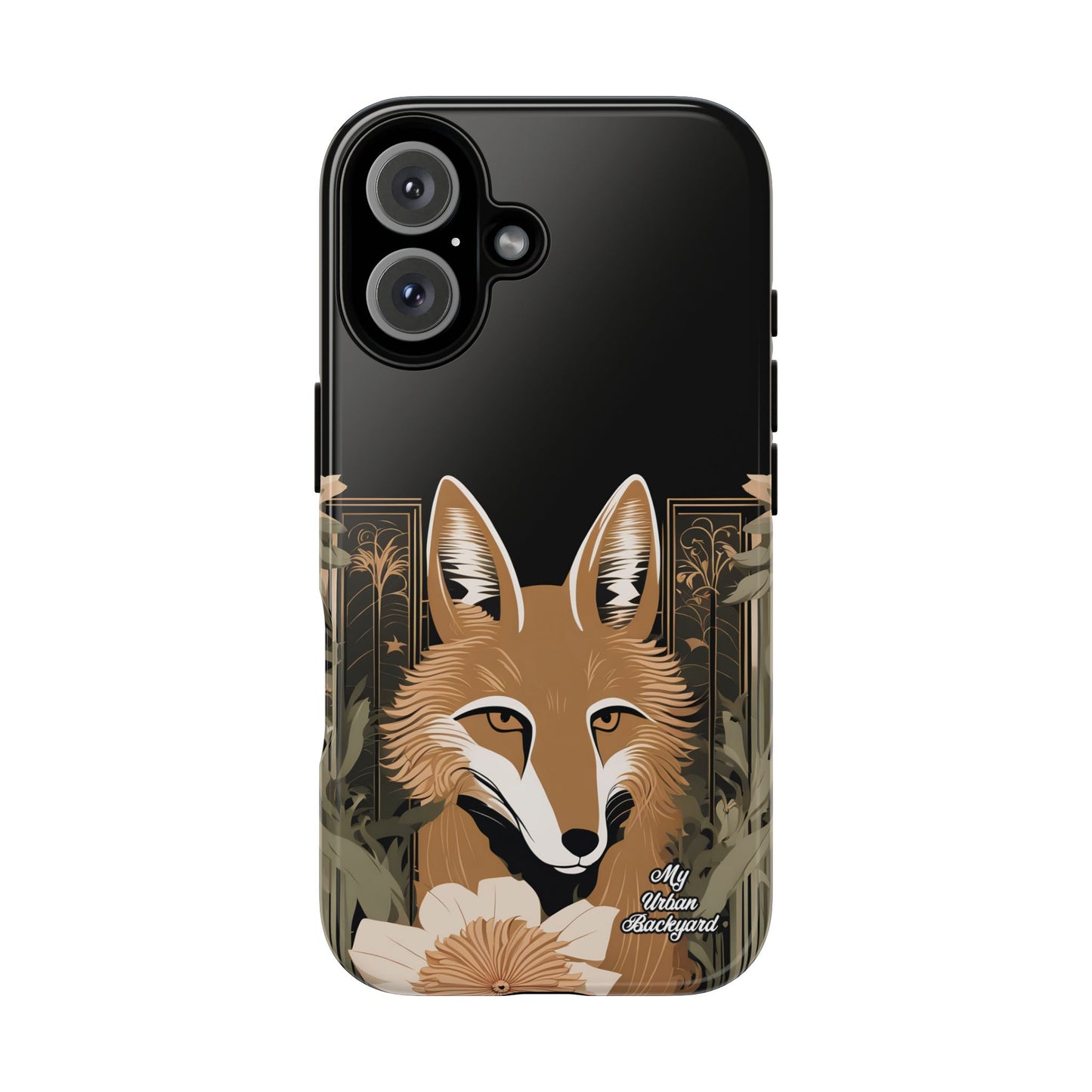 Art Deco Coyote with Flower, Cell Phone Case - Apple, Samsung or Google Pixel