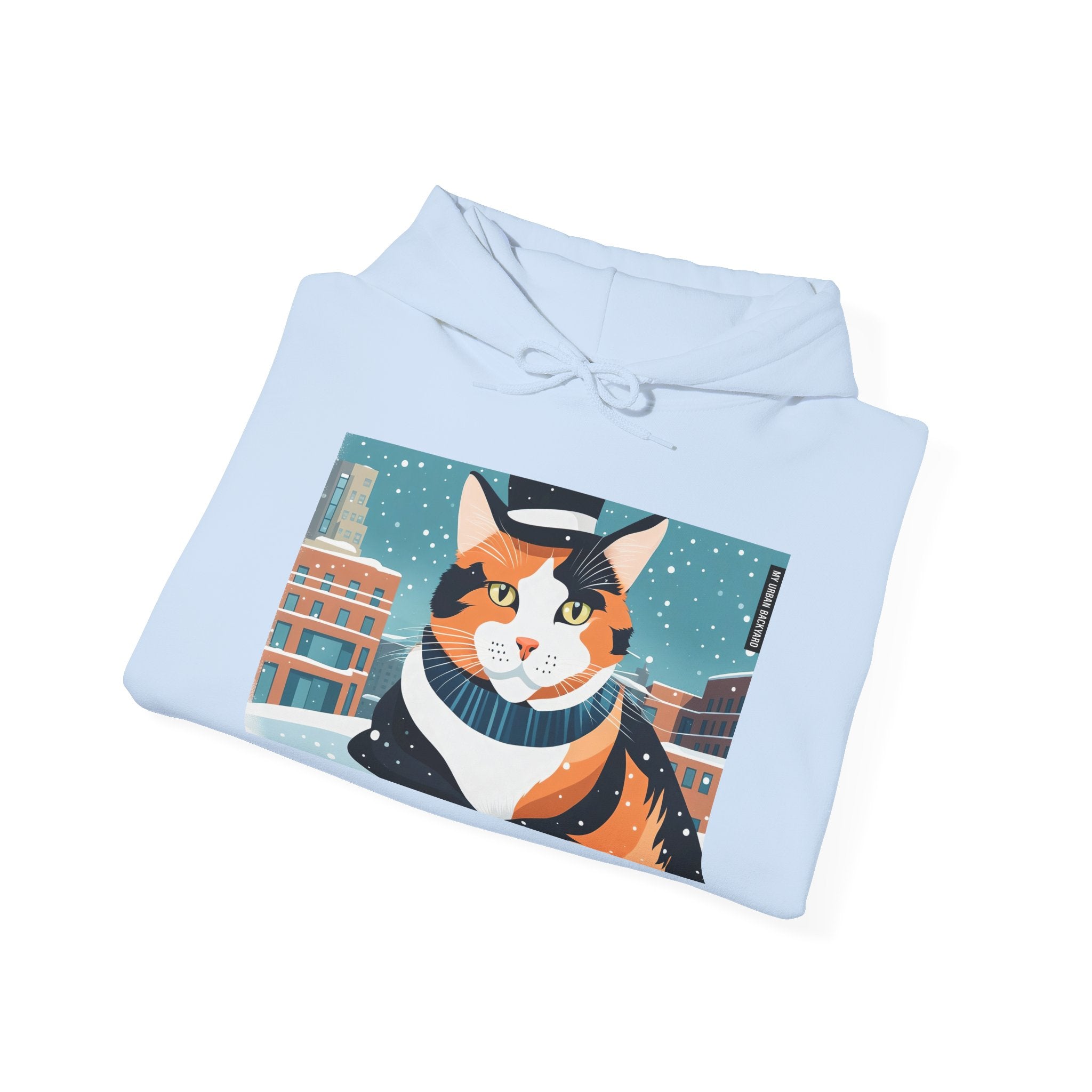 Calico Cat in Snow Hoodie — Cozy Winter Cat Lover Sweatshirt