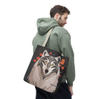 Art Deco Wolf Tote Bag with Cotton Handles For Everyday Use, 3 Sizes