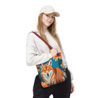 Coyote with Flowers Tote Bag with Cotton Handles For Everyday Use, 3 Sizes