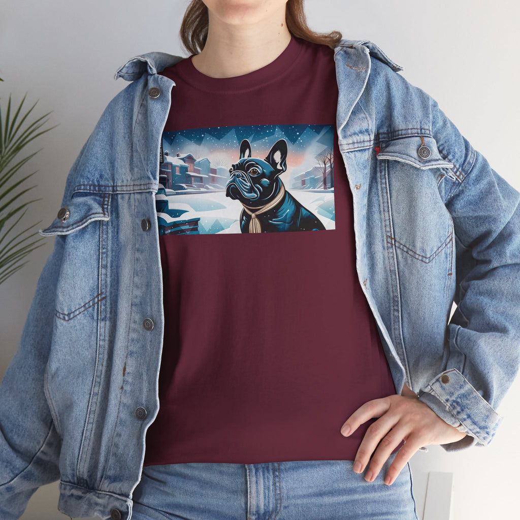 French Bulldog, Winter Graphic Tee, Unisex T-Shirt, Nature Lover Gift, Animal Art Top, Casual Wear