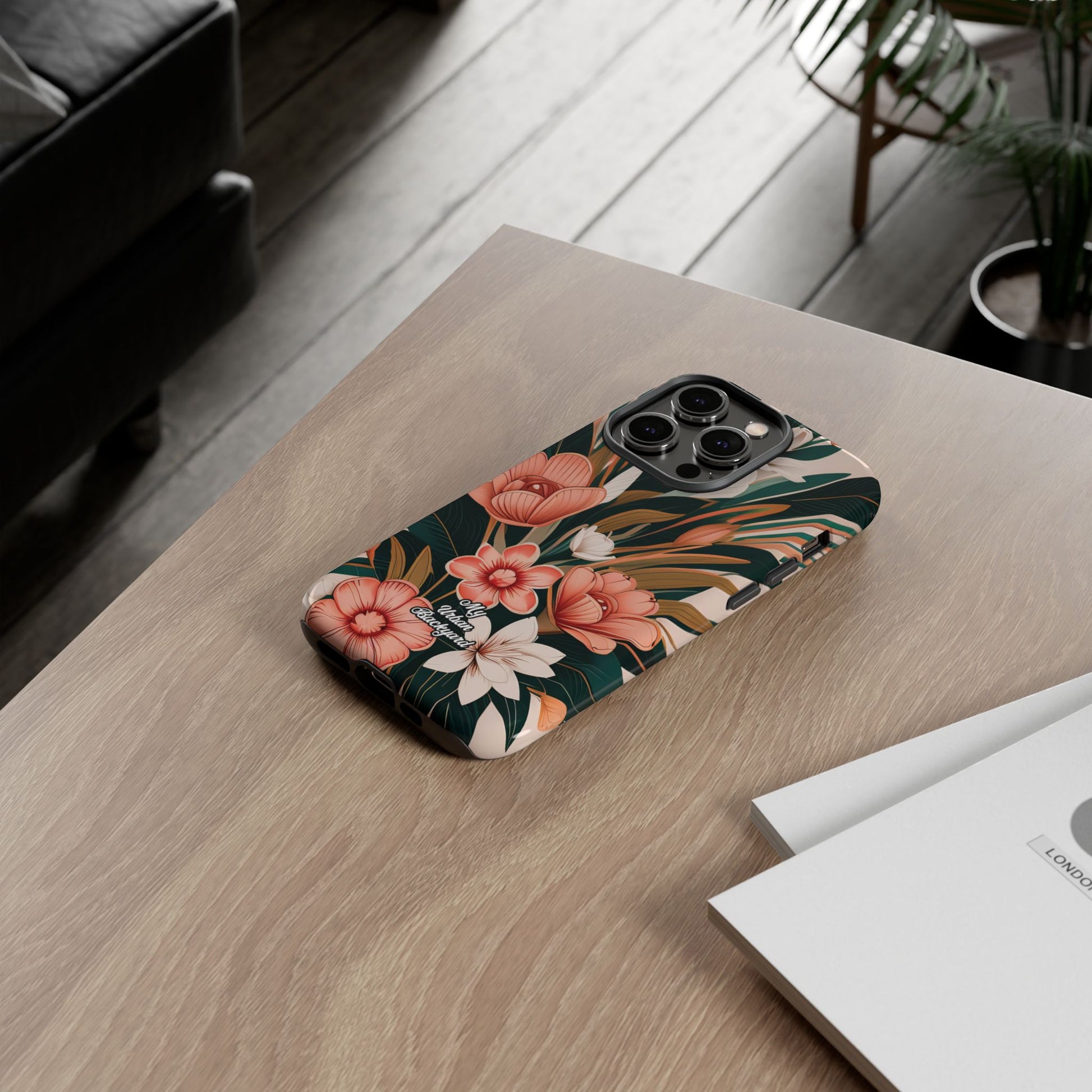 Peach Art Deco Flowers, Cell Phone Case - Apple, Samsung, Google Pixel