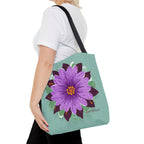 Purple Flower Tote Bag with Cotton Handles For Everyday Use, 3 Sizes