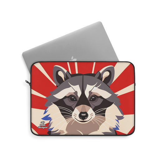 Raccoon on Art Deco Rays, Laptop Carrying Case, Top Loading Sleeve for School or Work