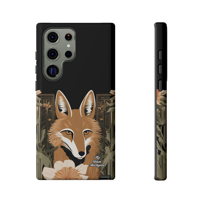 Art Deco Coyote with Flower, Cell Phone Case - Apple, Samsung or Google Pixel