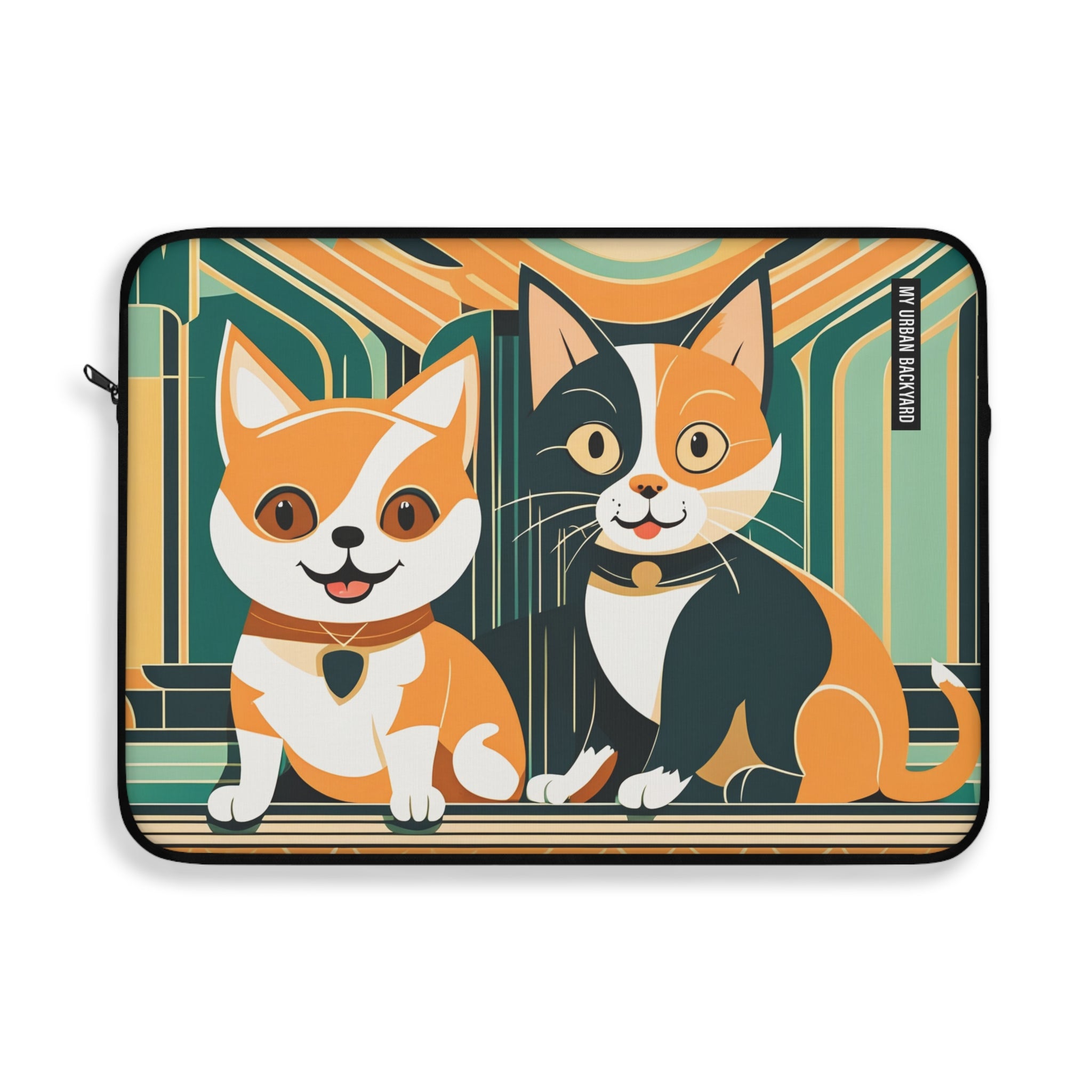 Two Kitties, Soft Laptop Sleeve, Pet Lover Gift, Stylish Tech Accessory, Colorful Cat Art, Cat Themed Laptop Case, Gift for Cat Moms, 3 Sizes