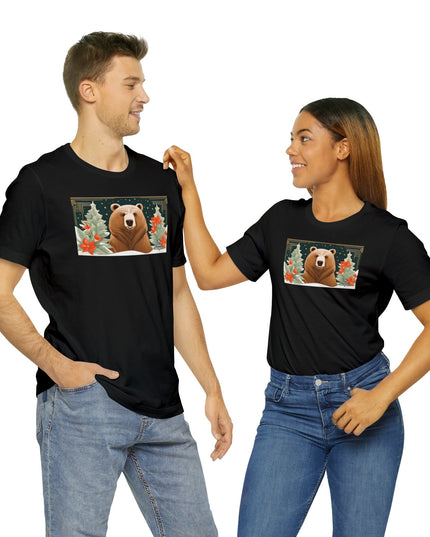 Art Deco Holiday Bear, Soft 100% Jersey Cotton T-Shirt, Unisex, Short Sleeve, Retail Fit