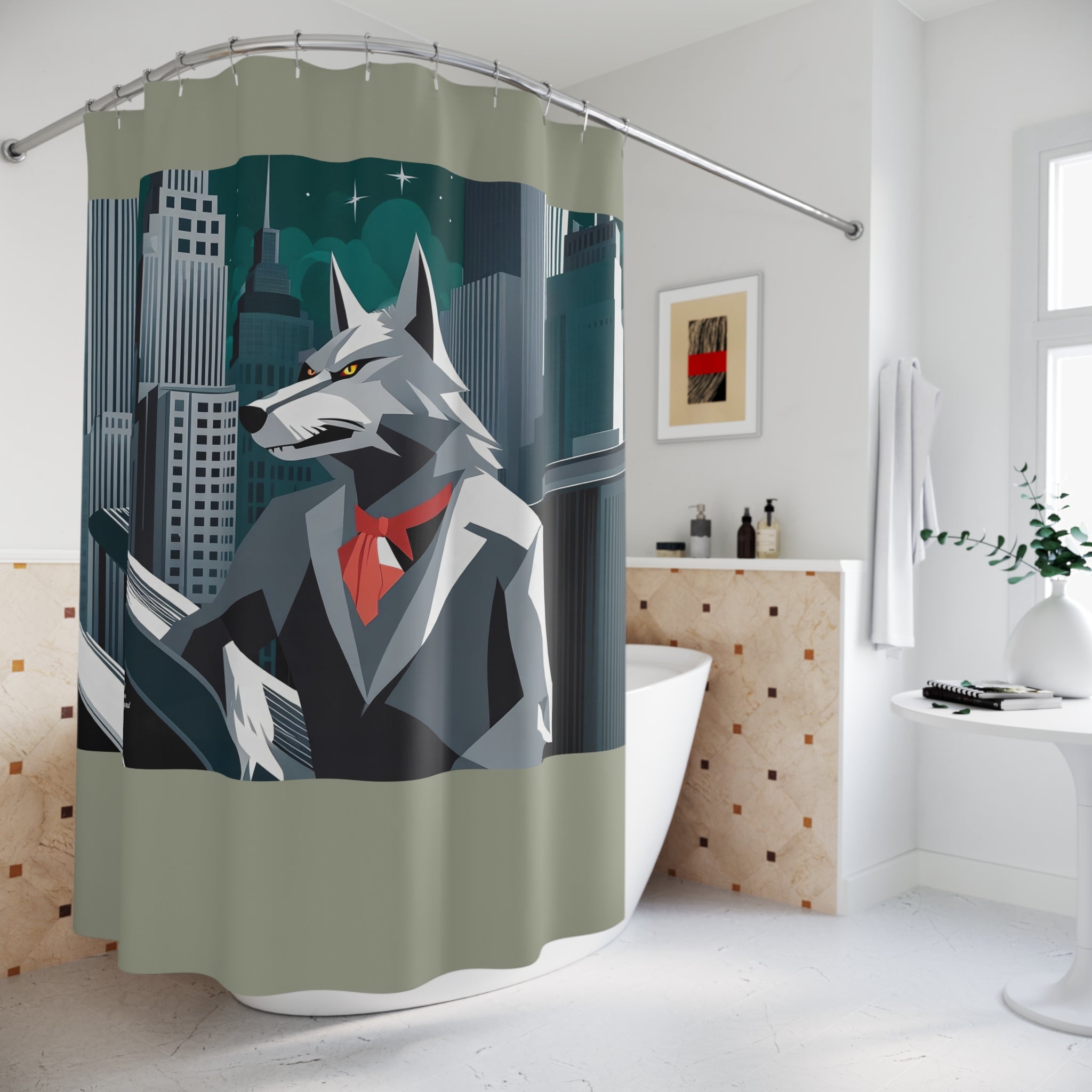Sage Shower Curtain with Cinderhowl - 71" x 74"