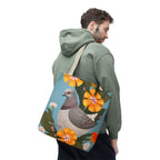 Pigeon and Yellow Flowers Tote Bag with Cotton Handles For Everyday Use, 3 Sizes
