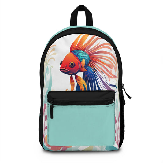 Colorful Betta Fish, Backpack with Computer Pocket and Padded Back