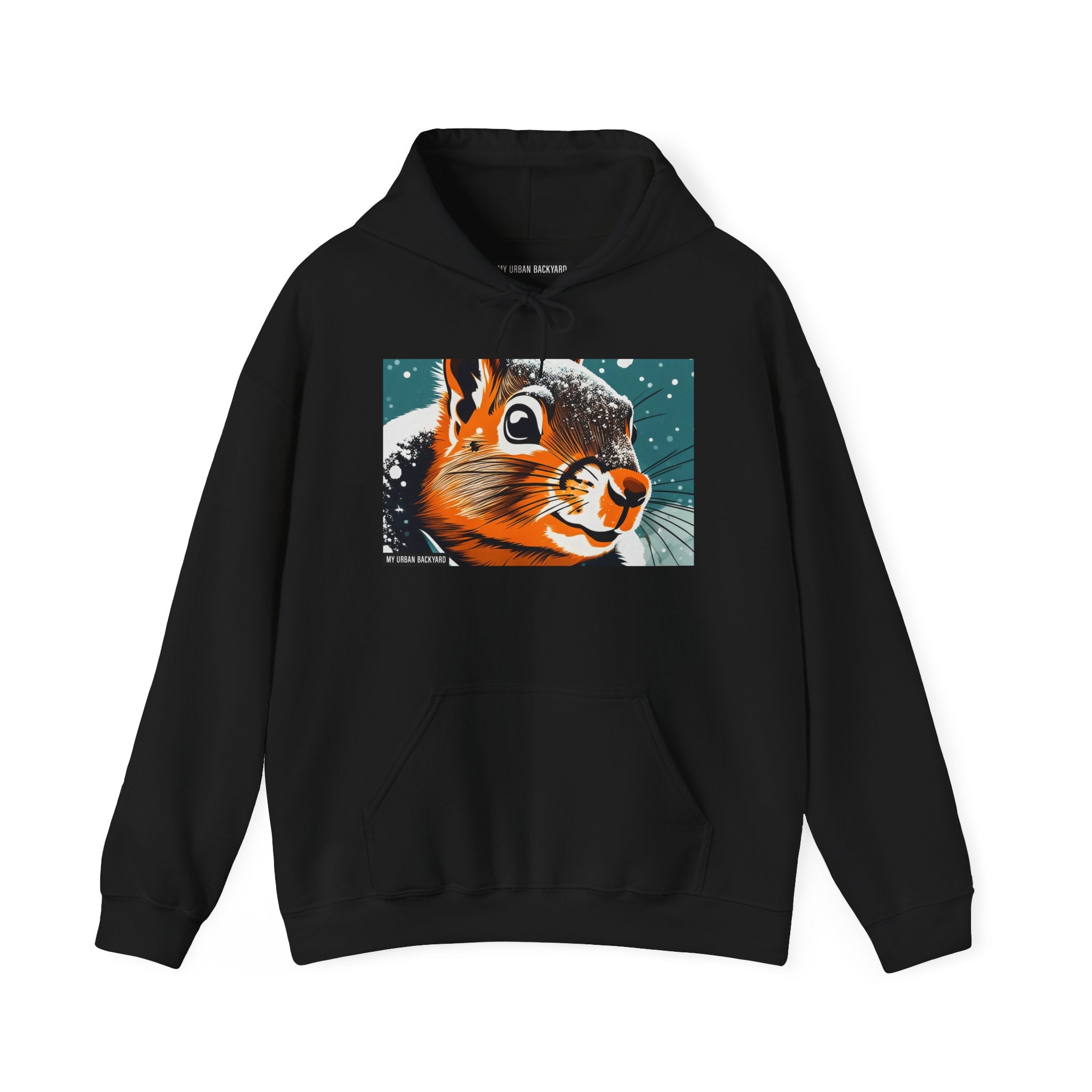 Winter Squirrel Sweatshirt - Unisex Heavy Blend Hooded, Cute Animal Apparel, Winter Fashion, Gift for Nature Lovers, Snowy Days, Cozy Wear