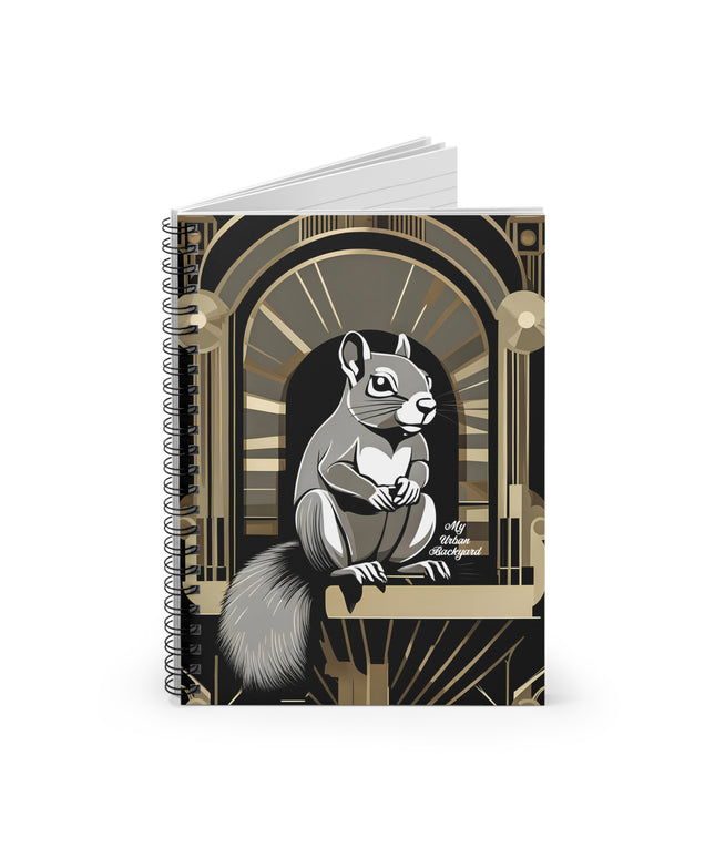 Art Deco Squirrel, Spiral Notebook Writing Journal - 118 Ruled Pages